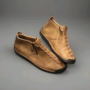 Medieval Leather Renaissance Men's Boots - Casual SlipOn Shoes Side Zipper Sz 48